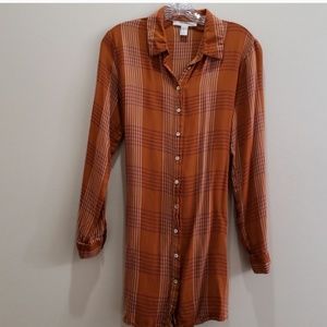 Forever 21 Plaid Button Front Belted Mini Dress